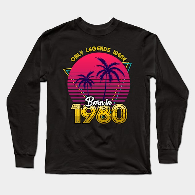 Born in 1980 Long Sleeve T-Shirt by MarCreative